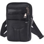 Pánské Retro tašky přes rameno Nepromokavé v černé barvě v retro stylu z hovězí kůže s kapsou na mobil 