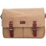 Pánské Kožené tašky přes rameno v béžové barvě ve vintage stylu z plátěného materiálu s kapsou na notebook 