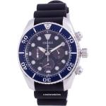 Pánské Náramkové hodinky Seiko Nepromokavé v modré barvě vhodné na Potápění ocelové s chronografickým displejem s voděodolností 20 Bar 