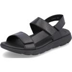 Pánské Kožené sandály Rieker v černé barvě v elegantním stylu z kůže ve velikosti 46 ve slevě na léto 