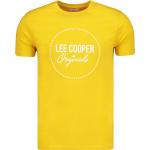 Pánská  Trička s kulatým výstřihem Lee Cooper v žluté barvě z bavlny ve velikosti 3 XL s krátkým rukávem s kulatým výstřihem ve slevě plus size 
