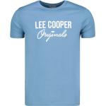 Pánská  Trička s kulatým výstřihem Lee Cooper ve světle modré barvě z bavlny ve velikosti XXL s krátkým rukávem s kulatým výstřihem ve slevě plus size 