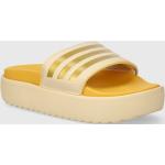 Dámské Pantofle na klínku adidas v žluté barvě z látky ve velikosti 42 na léto 