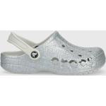 Dámské Gumové pantofle Crocs Baya ve stříbrné barvě v třpytivém stylu z gumy ve velikosti 38 se třpytkami ve slevě na léto 