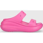 Dámské Pantofle na klínku Crocs Classic v růžové barvě z gumy ve velikosti 42 ve slevě 