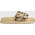 Dámské Pantofle Guess v béžové barvě z gumy ve velikosti 41 na suchý zip na léto 