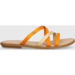 Dámské Kožené pantofle Tommy Hilfiger TH v oranžové barvě z kůže ve velikosti 41 