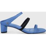Dámské Sandály na podpatku Tommy Hilfiger TH v modré barvě z kůže ve velikosti 40 na léto 