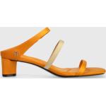 Dámské Sandály na podpatku Tommy Hilfiger TH v oranžové barvě z kůže ve velikosti 41 na léto 