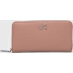 Dámské Designer Luxusní peněženky Calvin Klein v růžové barvě z polyuretanu s blokováním RFID 