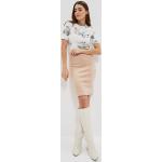 Dámské Sukně ke kolenům Moodo ve smetanové barvě v elegantním stylu s květinovým vzorem z polyesteru ve velikosti M mini ve slevě 