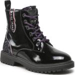 Dámské Vysoké trekové boty Pepe Jeans v černé barvě v třpytivém stylu ve velikosti 34 se třpytkami na zimu 