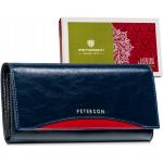 Dámské Kožené peněženky Peterson v tmavě modré barvě v kancelářském stylu z kůže ve slevě 