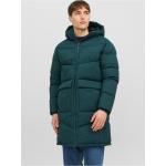 Pánské Zimní kabáty Jack & Jones v petrolejové barvě z polyesteru ve velikosti M 