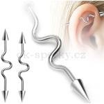 Piercing do ucha Spikes v šedé barvě ve cvočkovaném stylu Z chirurgické oceli 