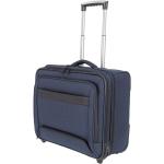 Textilní kufry Travelite v modré barvě z látky s vnější kapsou 