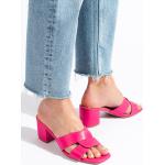 Dámské Kožené pantofle v růžové barvě v ležérním stylu z koženky ve velikosti 38 ve slevě 