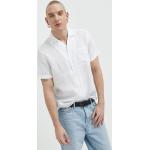 Košile s krátkým rukávem HUGO v bílé barvě z plátěného materiálu ve velikosti XXL s krátkým rukávem plus size 