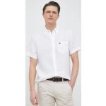 Košile s krátkým rukávem Lacoste v bílé barvě z plátěného materiálu s krátkým rukávem s button-down límcem 
