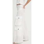 Dámské Plátěné kalhoty LIVIANA CONTI v béžové barvě z plátěného materiálu ve velikosti 10 XL s vysokým pasem 