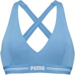 Dámské Sportovní podprsenky Puma v modré barvě z bavlny ve velikosti XS vyztužené ve slevě 