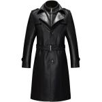 Pánské Zimní kabáty v černé barvě z kůže ve velikosti 3 XL dlouhé plus size 
