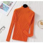 Dámské Pletené svetry v kávové barvě v ležérním stylu z polyesteru ve velikosti XXL s dlouhým rukávem 