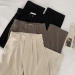 Dámské Elegantní kalhoty v hnědé barvě ze syntetiky ve velikosti 2 s vysokým pasem plus size 