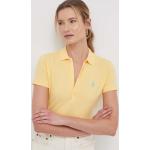 Dámské Designer Topy Polo Ralph Lauren v žluté barvě z bavlny ve velikosti M s krátkým rukávem 