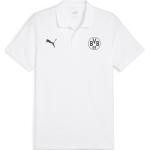 Pánská  Trička s výstřihem do V Puma v bílé barvě z bavlny ve velikosti M s krátkým rukávem s výstřihem do V s motivem Borussia Dortmund 