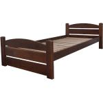 Jednolůžkové postele v hnědé barvě ze dřeva 
