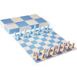 Šachy v modré barvě ze dřeva 