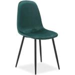 Jídelní židle v tmavě zelené barvě v minimalistickém stylu ze sametu s nohami lakované 