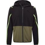 PUMA Sportovní bunda černá / svítivě zelená / khaki