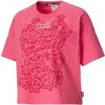 Dámská  Trička s potiskem Puma x Mr Doodle v růžové barvě ve velikosti M ve slevě na léto 