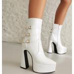 Dámské Kotníčkové boty na podpatku v bílé barvě v sexy stylu z polyuretanu ve velikosti 26 voděodolné 