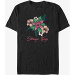 Pánská  Trička Queens v černé barvě s květinovým vzorem s motivem Stranger Things 
