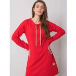 Dámské Mikinové šaty FashionHunters v tmavě červené barvě s dlouhým rukávem s kapucí 