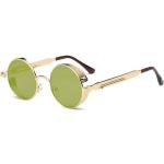 Retro kulaté sluneční brýle steampunk zelené zrcadlovky
