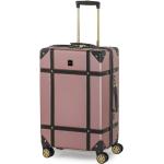 Kufry na kolečkách Rock v růžové barvě ve vintage stylu z koženky na čtyřech kolečkách o objemu 60 l 