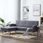Rohová sedačka Crete - textilní čalounění - světle šedá | 186x136x79 cm