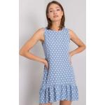 Dámské Mini šaty FashionHunters ve světle modré barvě s puntíkovaným vzorem ve velikosti M ve slevě 