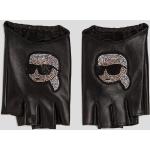 Dámské Kožené rukavice Karl Lagerfeld v černé barvě z kůže ve velikosti M s kamínky 