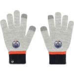 Pletené rukavice v šedé barvě s motivem Edmonton Oilers 