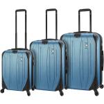 Sady kufrů v modré barvě v elegantním stylu z plastu na čtyřech kolečkách o objemu 37 l 