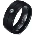 Prsteny v černé barvě v minimalistickém stylu zirkonové s gravírováním lesklé 