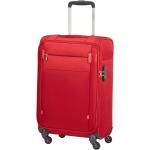 Textilní kufry Samsonite Spinner v červené barvě na čtyřech kolečkách o objemu 35 l 