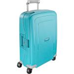 Plastové kufry Samsonite Spinner v modré barvě z látky na čtyřech kolečkách 
