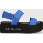Dámské Designer Sandály na platformě Calvin Klein Jeans v modré barvě z látky ve velikosti 40 na léto 