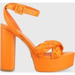 Dámské Sandály na podpatku Guess v oranžové barvě z kůže ve velikosti 41 na léto 